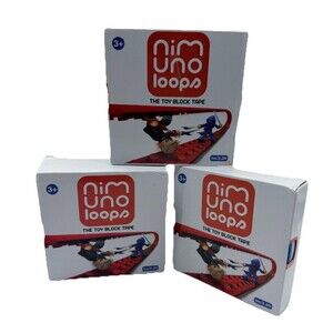 3 Nim Uno Loops Toy Block Tape 3.2 Ft Receiver And 2 Stud Tape Gray Red Blue